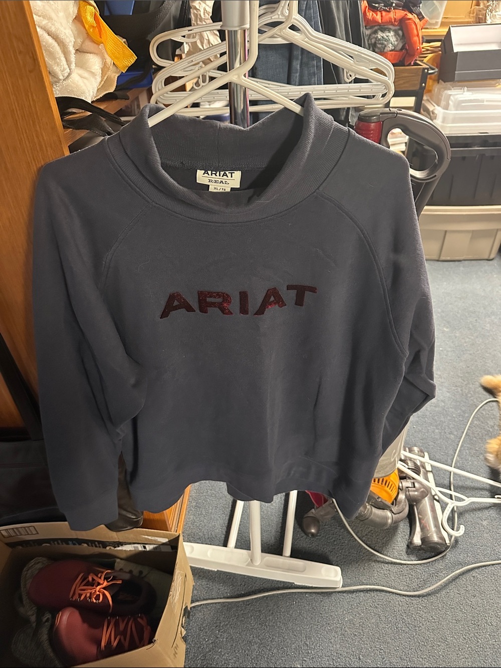 Ariat Navy Crewneck Sweatshirt with Raised Logo